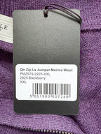 Pringle Of Scotland Qtr Zip Extra Fine Merino Wool Jumper In Purple