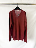 Pringle Of Scotland V Neck Extra Fine Merino Wool Jumper In Burgundy