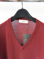 Pringle Of Scotland V Neck Extra Fine Merino Wool Jumper In Burgundy