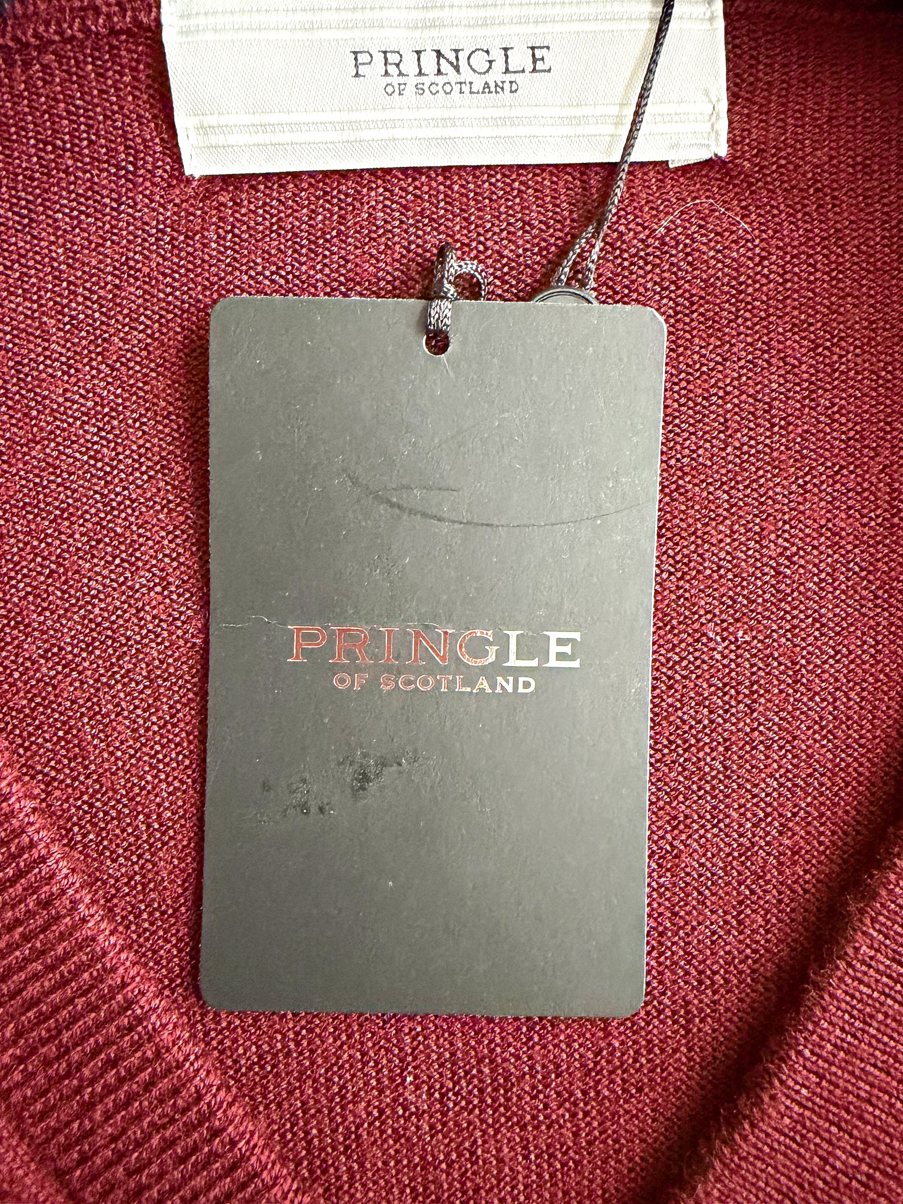 Pringle Of Scotland V Neck Extra Fine Merino Wool Jumper In Burgundy