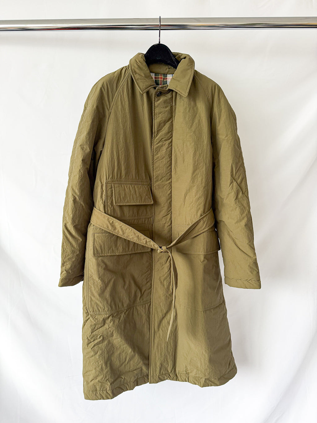 Drake's X Aime Leon Dore Quilted Overcoat Olive Green