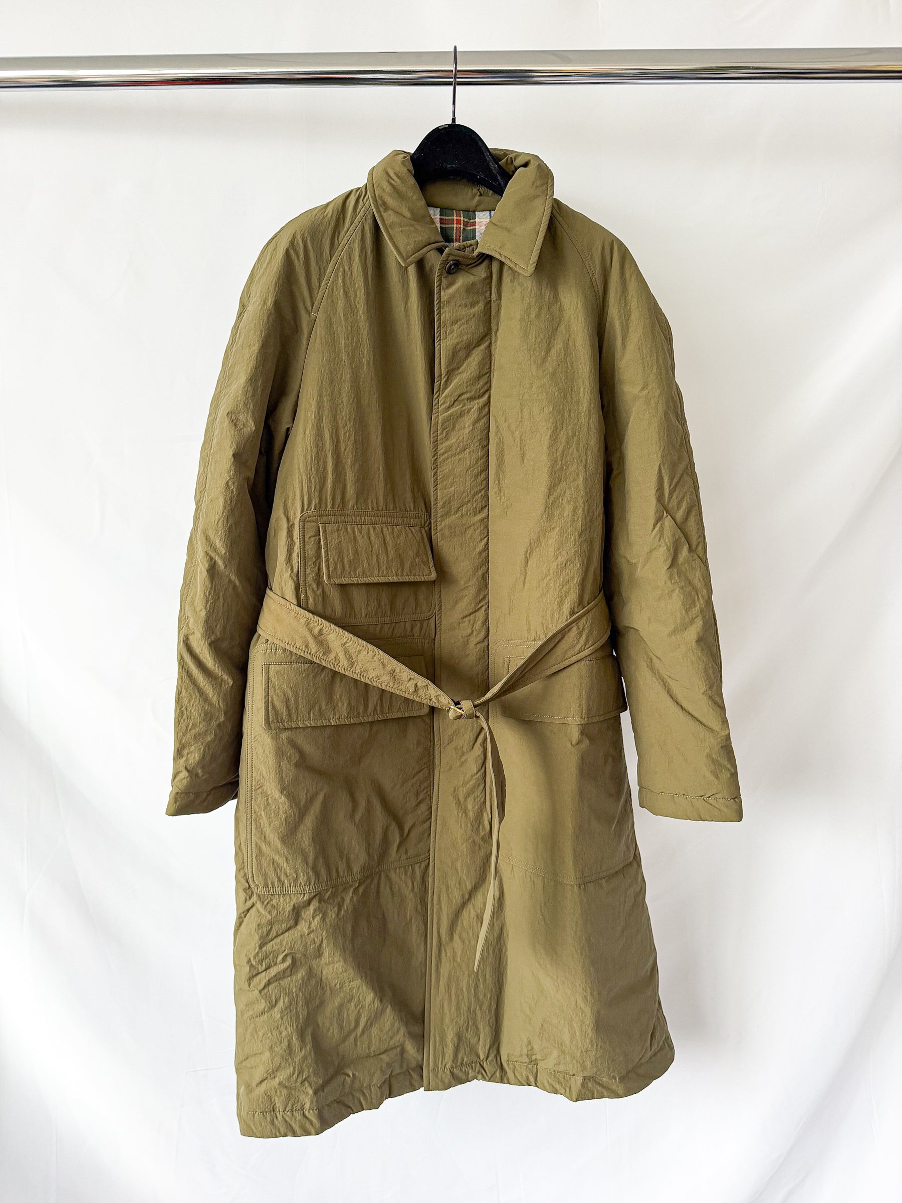 Drake's X Aime Leon Dore Quilted Overcoat Olive Green