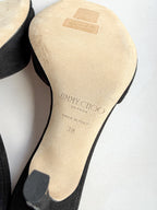 Jimmy Choo Black Saeda Suede Open Toe High Heels