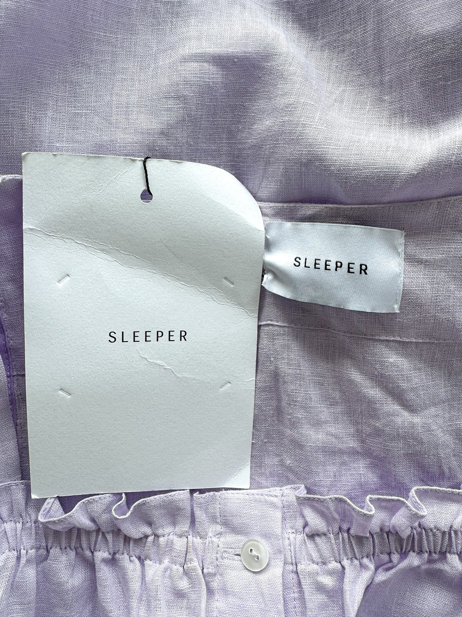 Sleeper Lavender Puff Sleeve Button-Up Brigitte Mini Dress