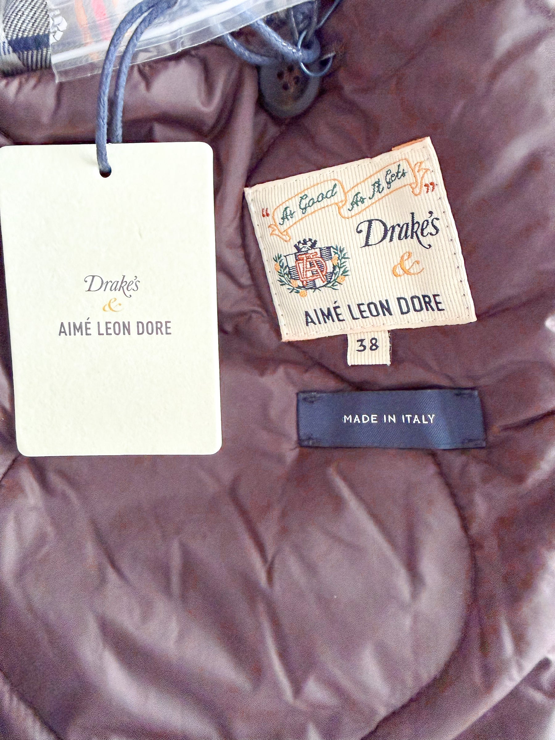 Drake's X Aime Leon Dore Quilted Overcoat Olive Green