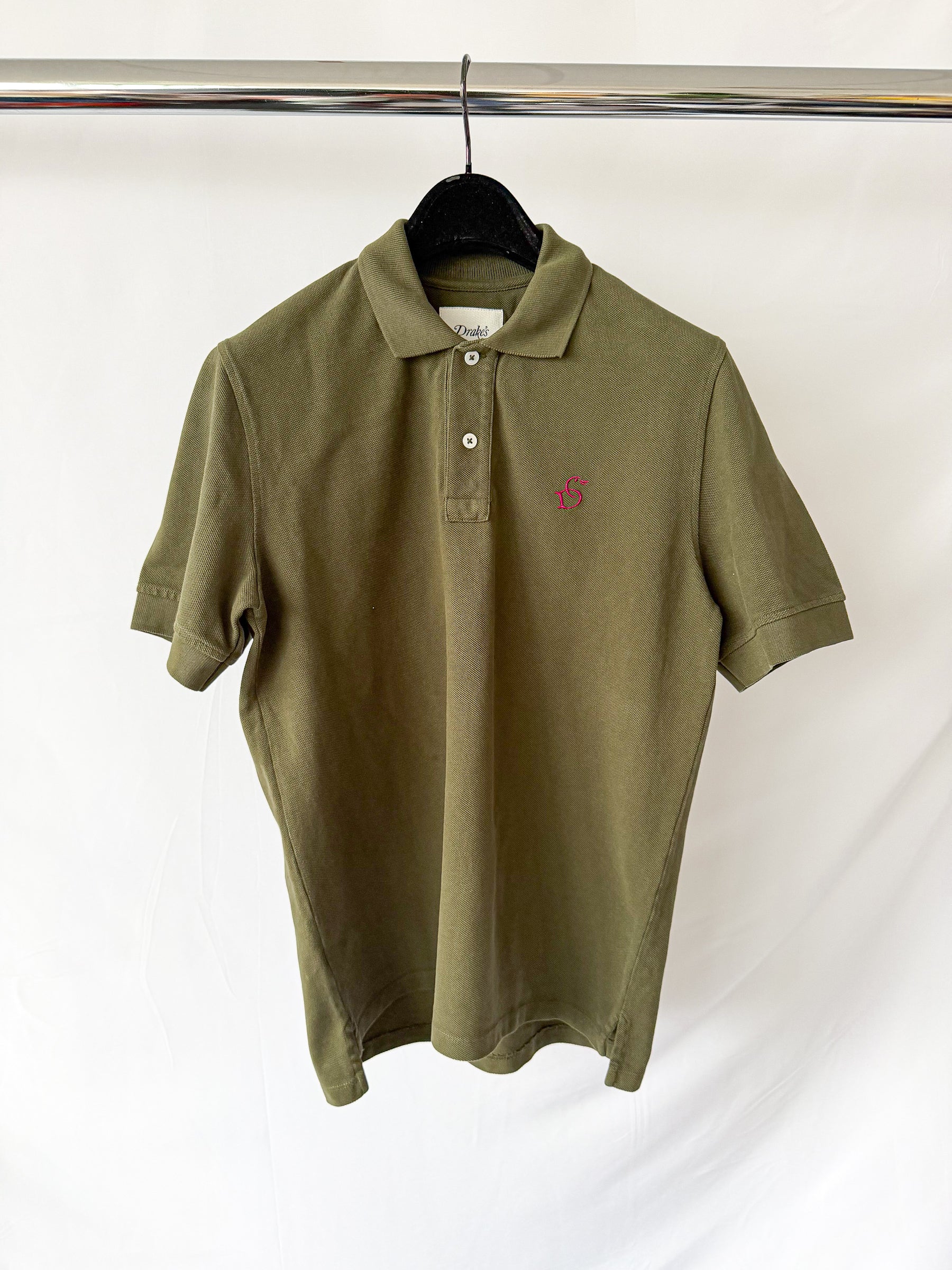 Drake Olive Green Polo Shirt With Logo Embroidered Cotton Piqué