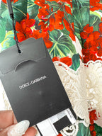 Dolce & Gabbana Red Floral Guipure Portofino Lace Panel Skirt