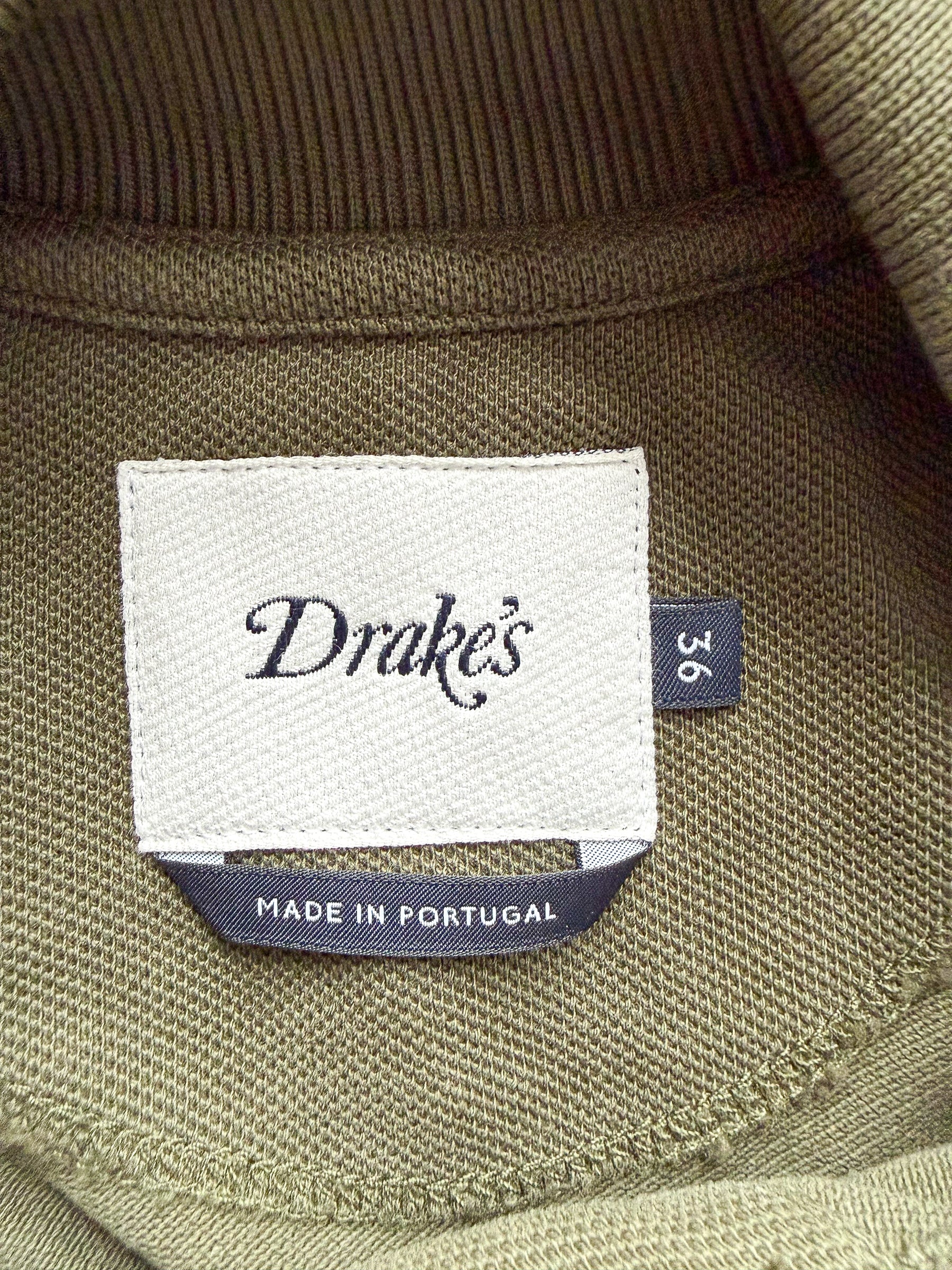 Drake Olive Green Polo Shirt With Logo Embroidered Cotton Piqué