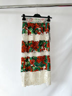 Dolce & Gabbana Red Floral Guipure Portofino Lace Panel Skirt