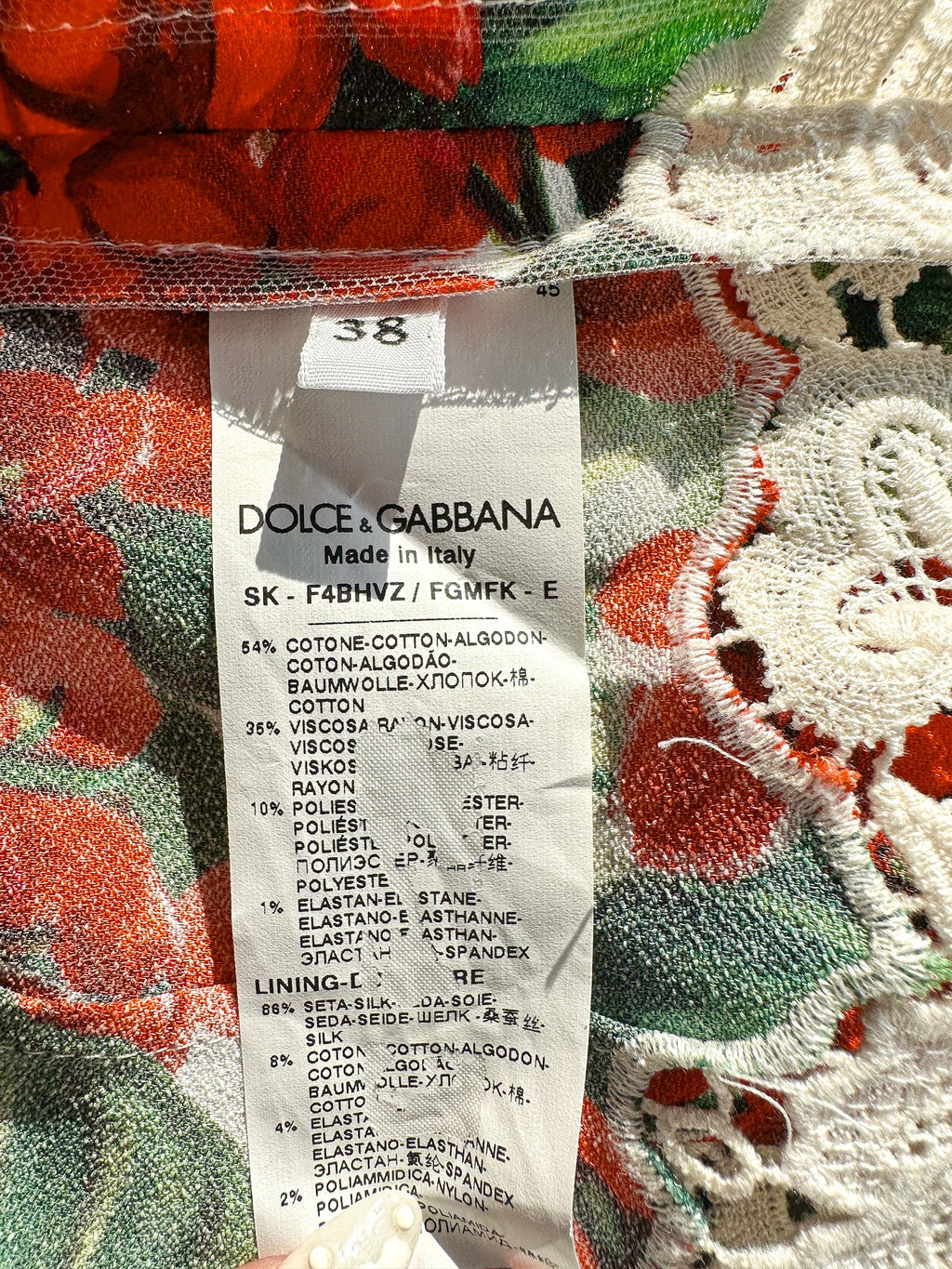 Dolce & Gabbana Red Floral Guipure Portofino Lace Panel Skirt