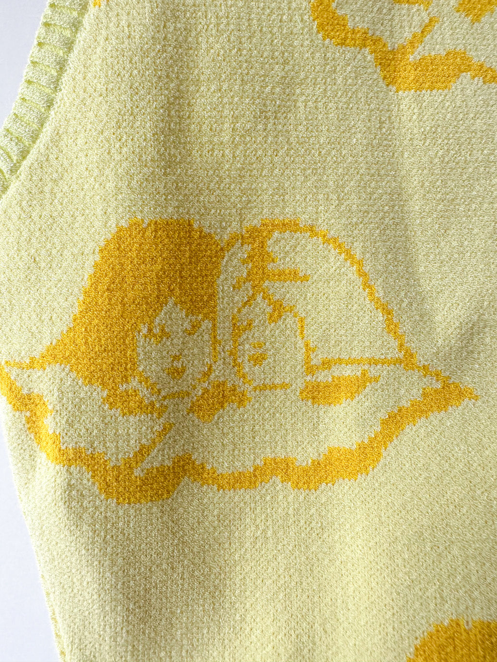 Fiorucci Yellow Angel Cherub Print Knit V-Neck Top