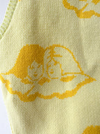 Fiorucci Yellow Angel Cherub Print Knit V-Neck Top
