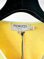 Fiorucci Yellow Angel Cherub Print Knit V-Neck Top