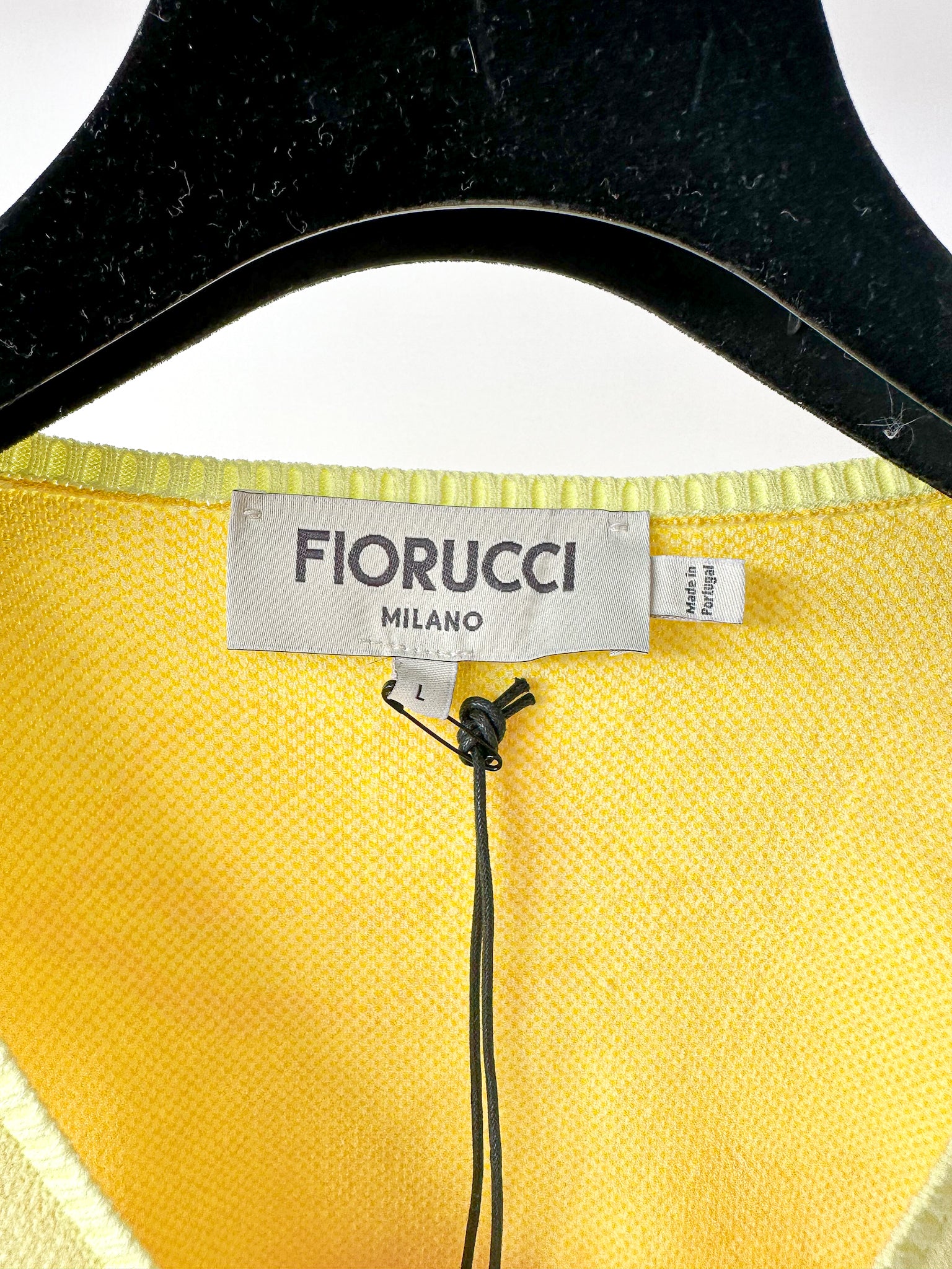 Fiorucci Yellow Angel Cherub Print Knit V-Neck Top