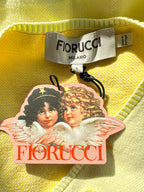 Fiorucci Yellow Angel Cherub Print Knit V-Neck Top