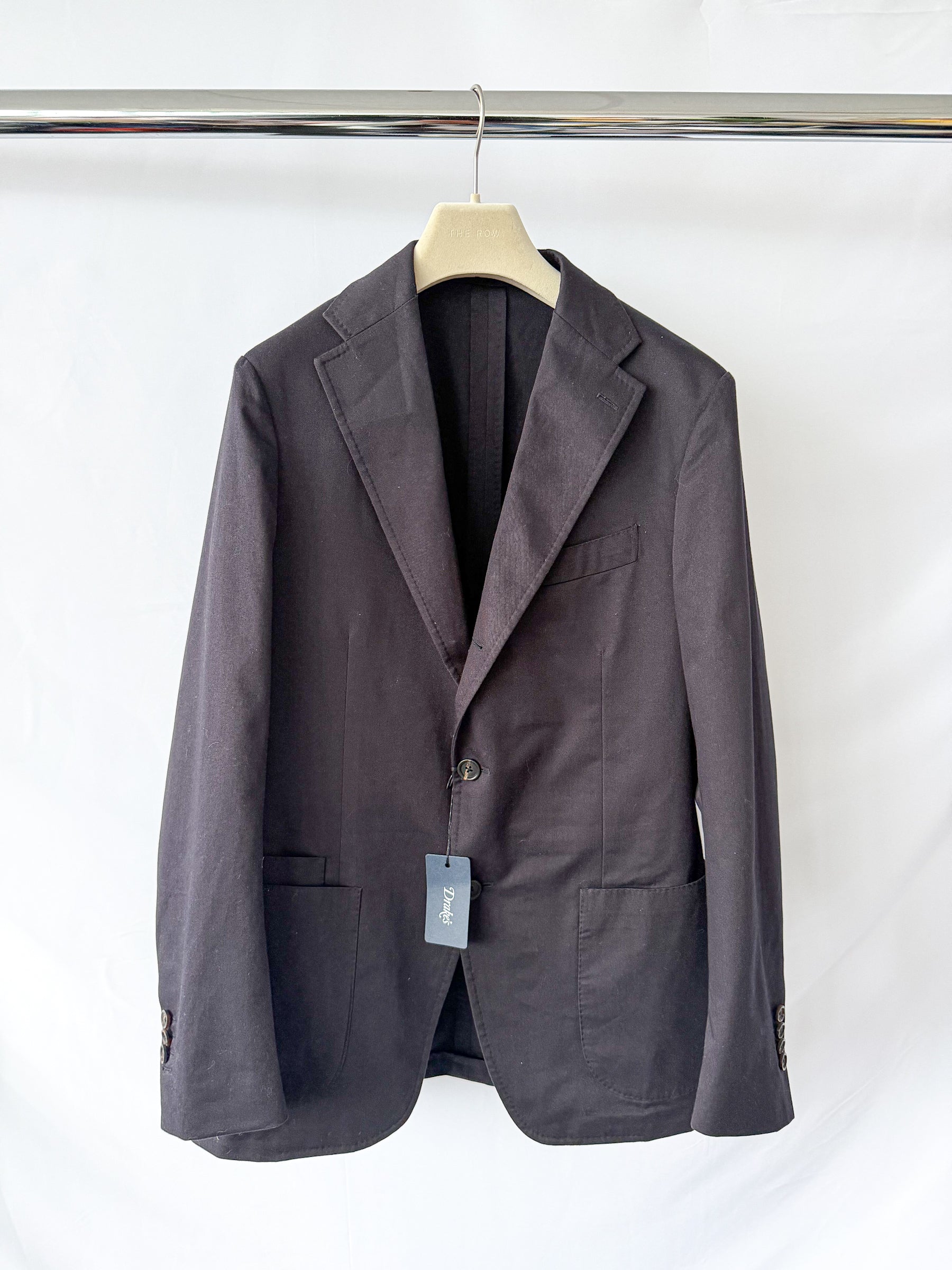Drake's Navy Blue Cotton Drill Blazer