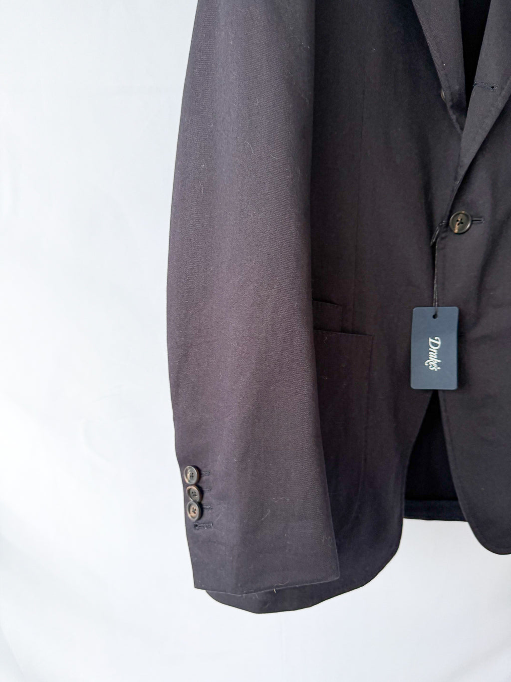 Drake's Navy Blue Cotton Drill Blazer