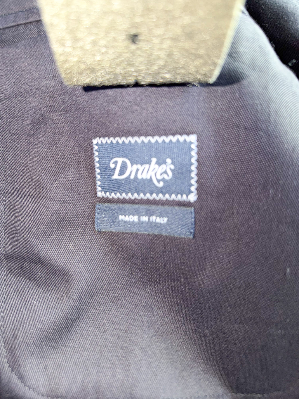 Drake's Navy Blue Cotton Drill Blazer