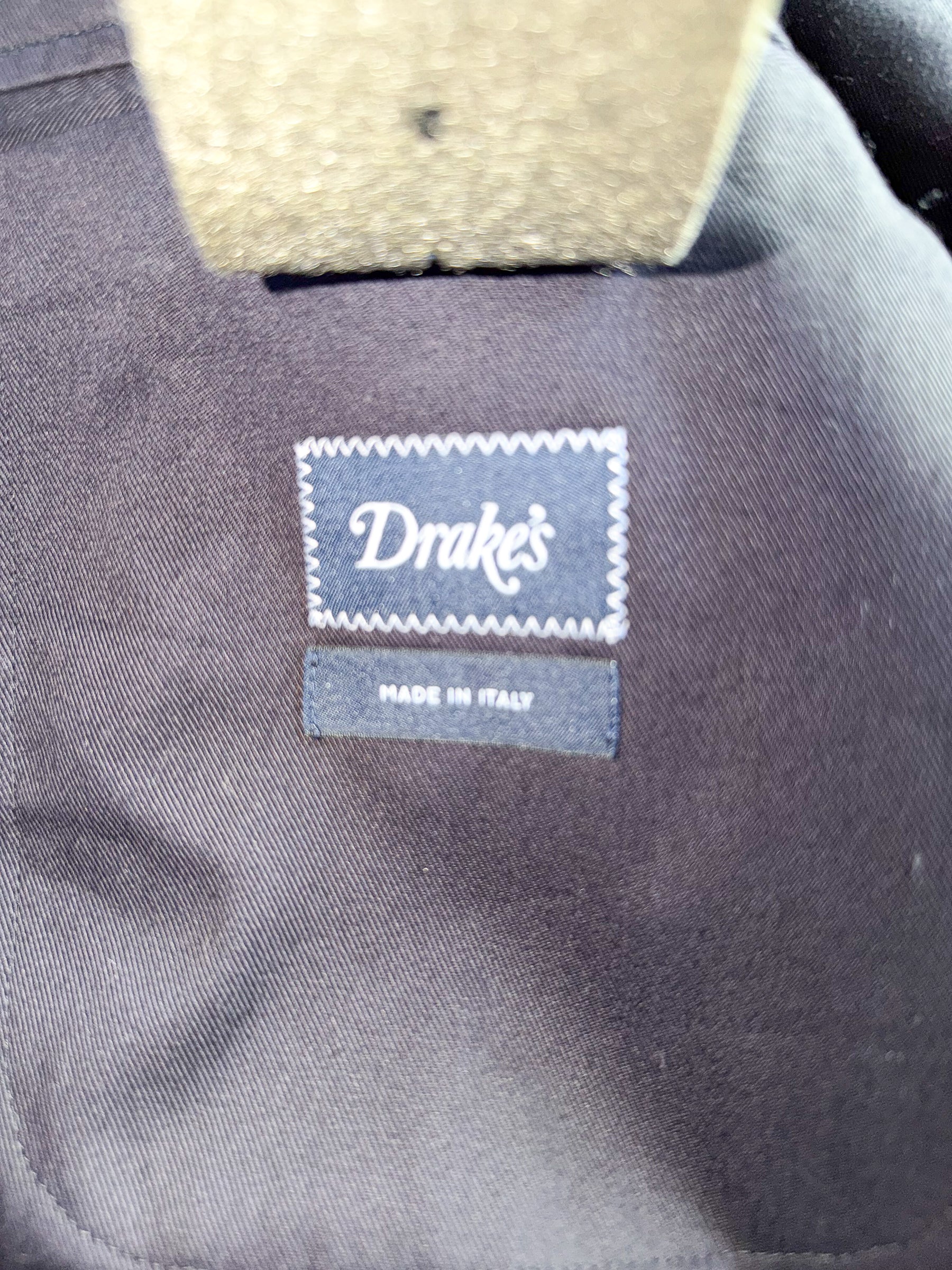 Drake's Navy Blue Cotton Drill Blazer