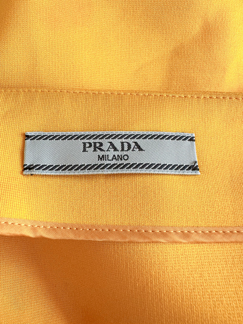 Prada Yellow Ruffle Trim Belted Logo Patch Mini Skirt