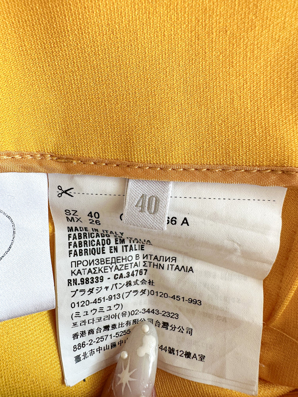 Prada Yellow Ruffle Trim Belted Logo Patch Mini Skirt