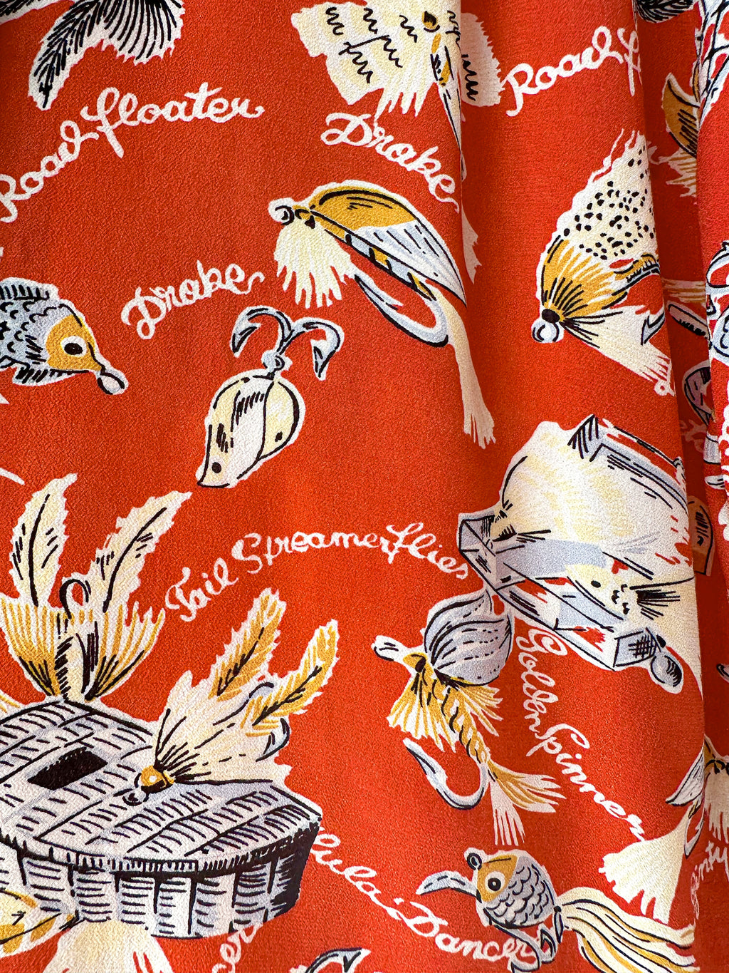 Antik Batik Hilo Red Hawaiian Vintage 50s Print Shirt