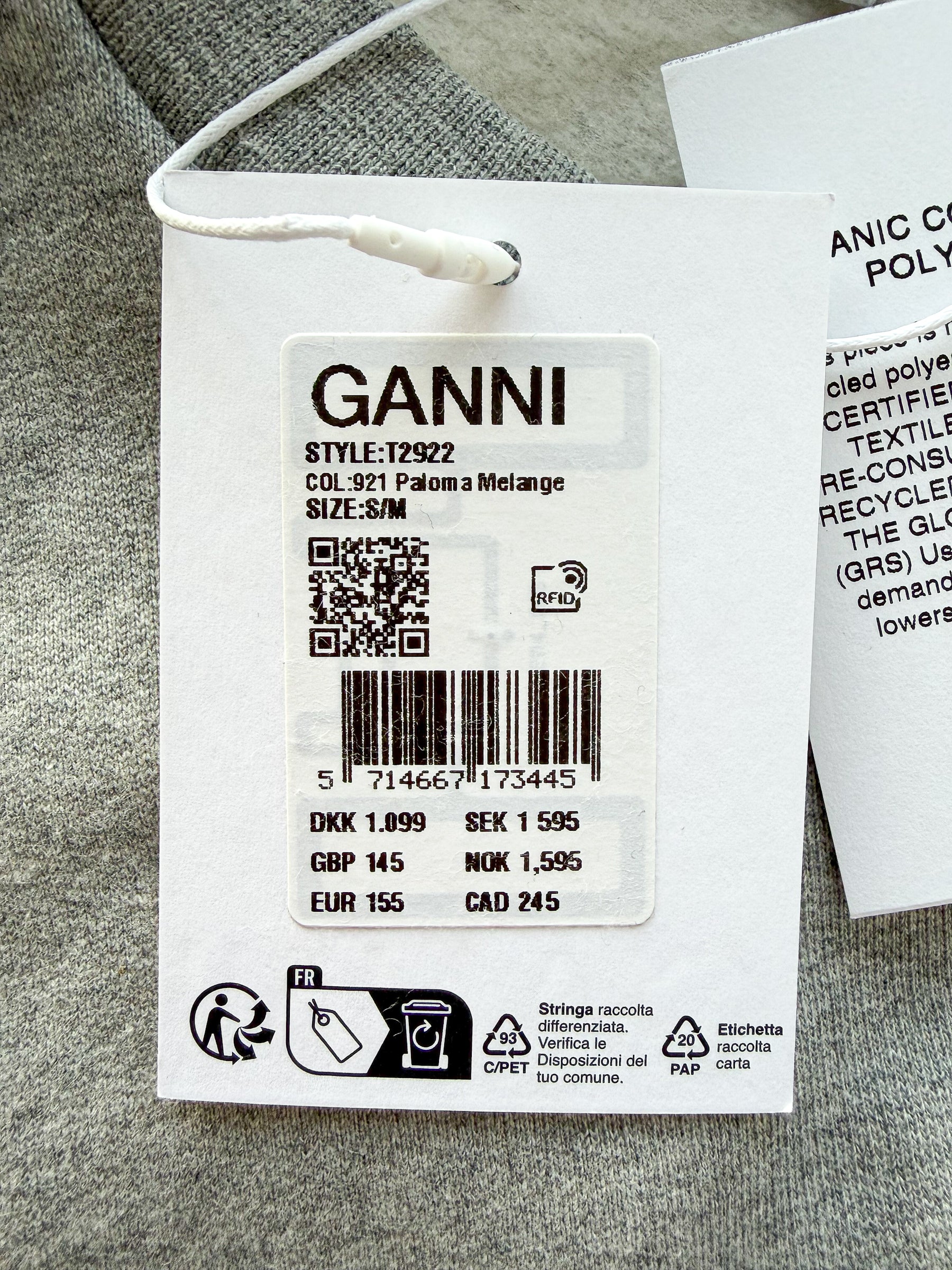 Ganni Logo Software Grey Sweatshirt