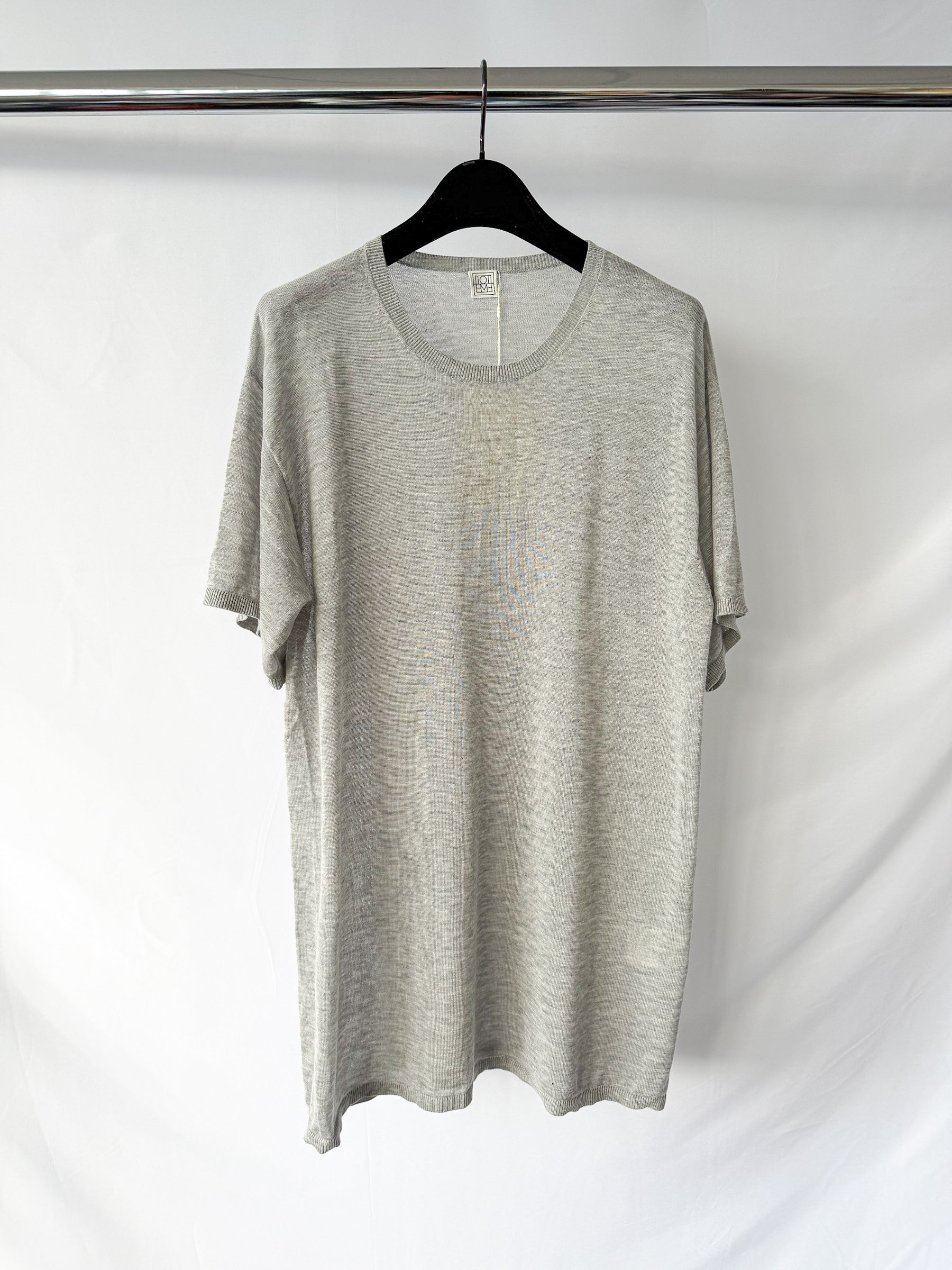 Toteme Grey Knit Relaxed Melange Top T-Shirt