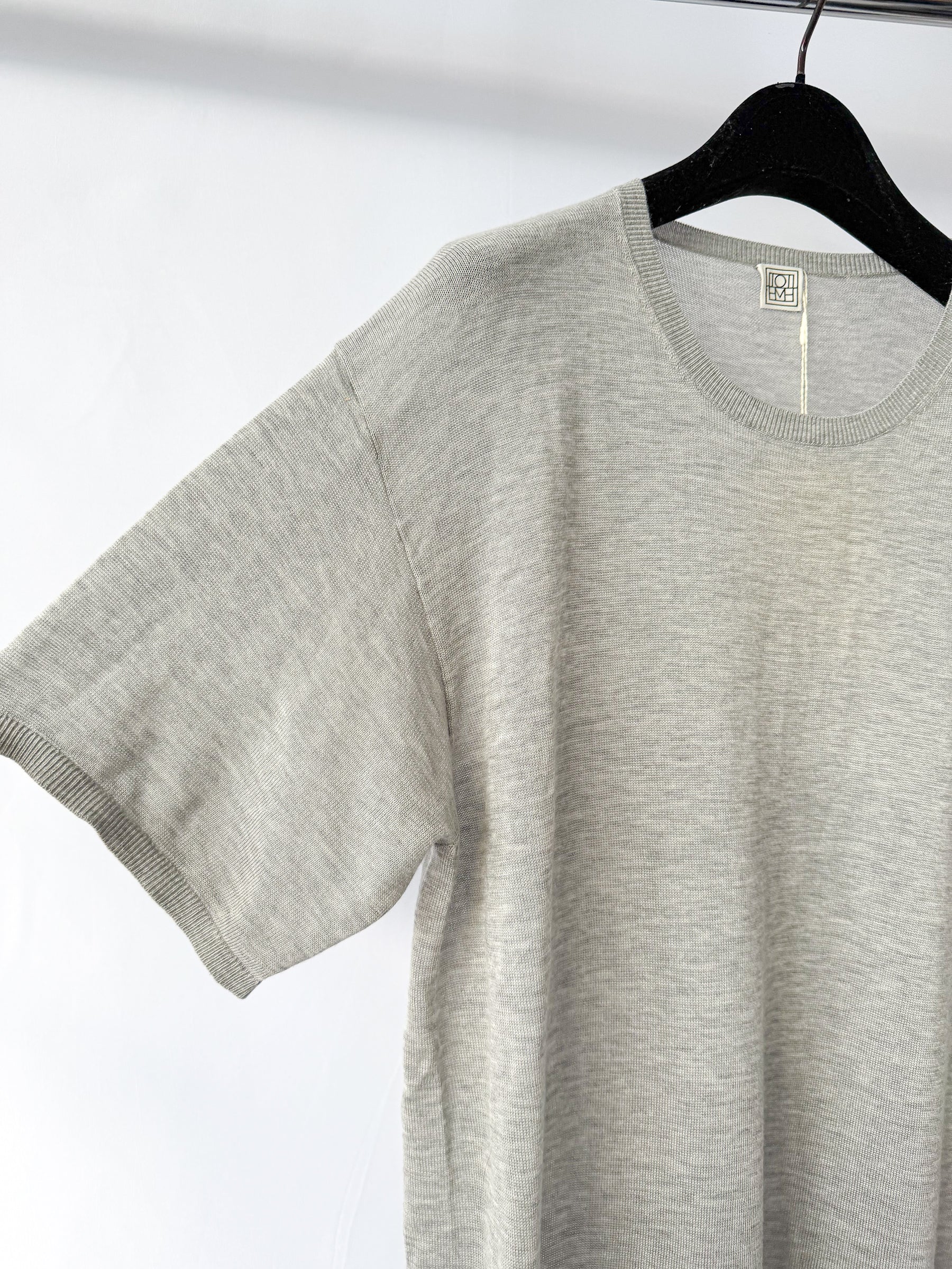 Toteme Grey Knit Relaxed Melange Top T-Shirt