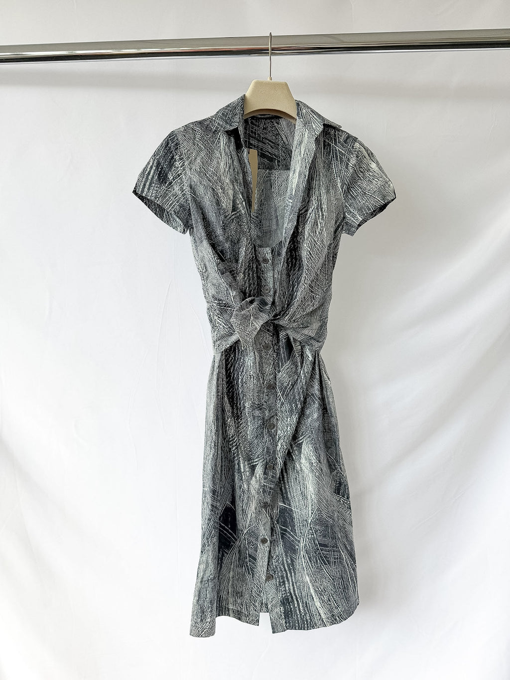 Samantha Sung Printed Short Sleeve Wrap Front Dress
