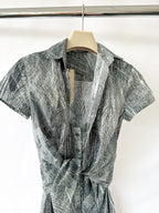 Samantha Sung Printed Short Sleeve Wrap Front Dress