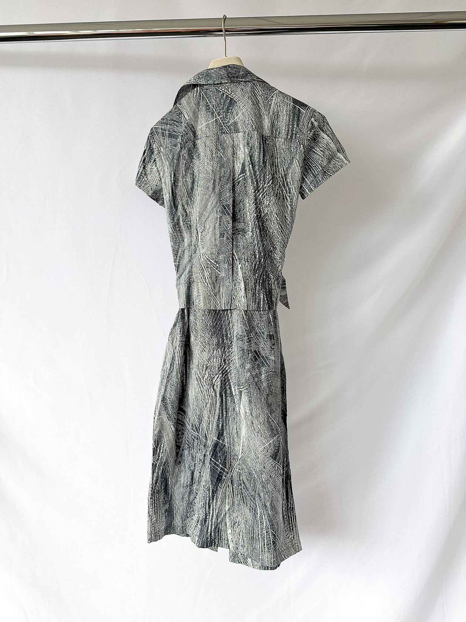 Samantha Sung Printed Short Sleeve Wrap Front Dress