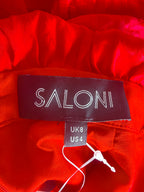 Saloni Grace Off The Shoulder Silk Satin Jacquard Midi Dress
