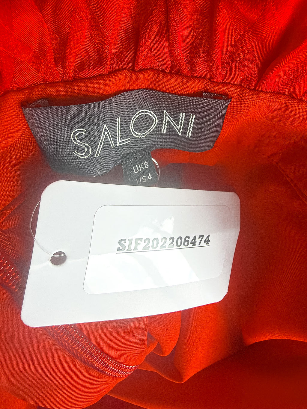 Saloni Grace Off The Shoulder Silk Satin Jacquard Midi Dress