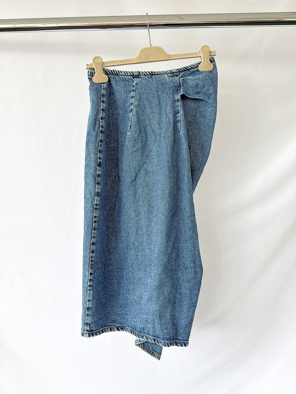 Sportmax Code Denim Gathered Side Blue Pencil Skirt