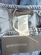 Sportmax Code Denim Gathered Side Blue Pencil Skirt