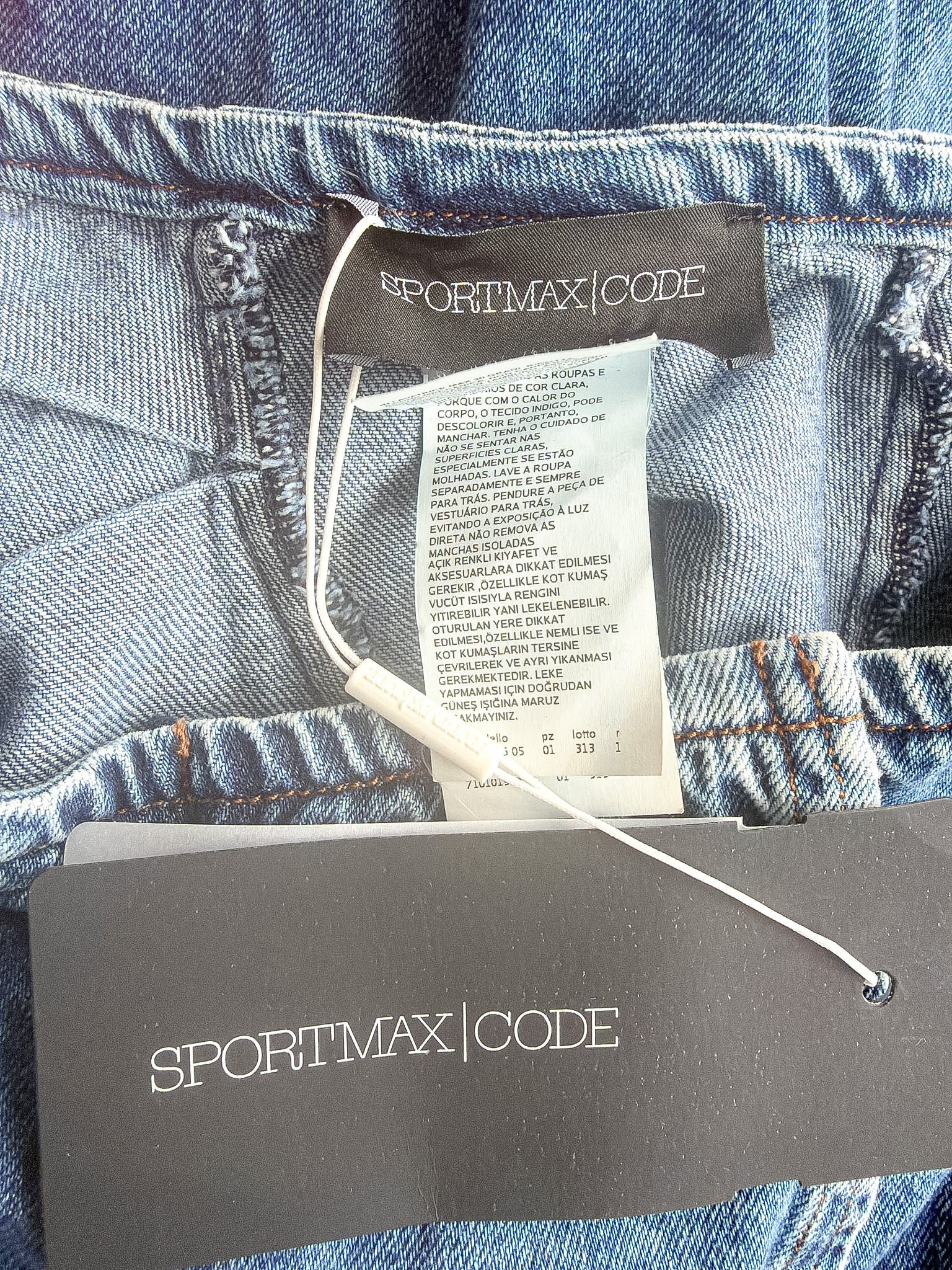 Sportmax Code Denim Gathered Side Blue Pencil Skirt