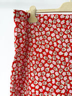 Bathsheva Red Floral Print Ruffle Hem Straight Leg Trousers