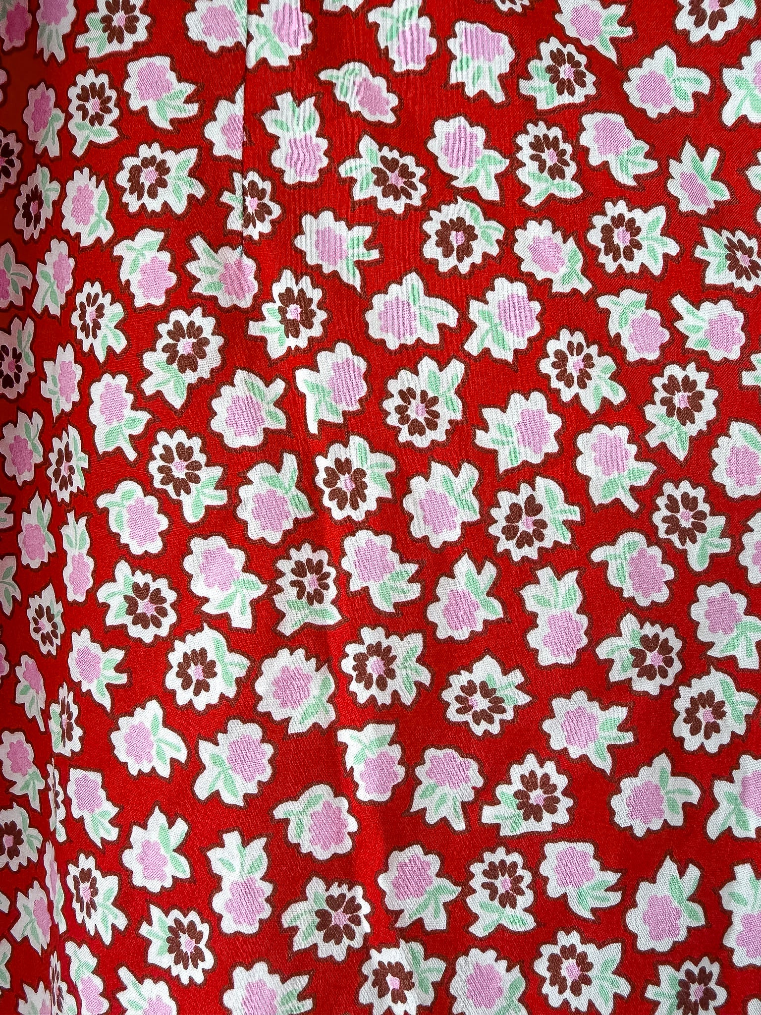 Bathsheva Red Floral Print Ruffle Hem Straight Leg Trousers