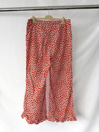 Bathsheva Red Floral Print Ruffle Hem Straight Leg Trousers