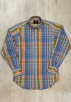 Drake's Blue Multicoloured Check Long Sleeve Shirt - House Of Huntington