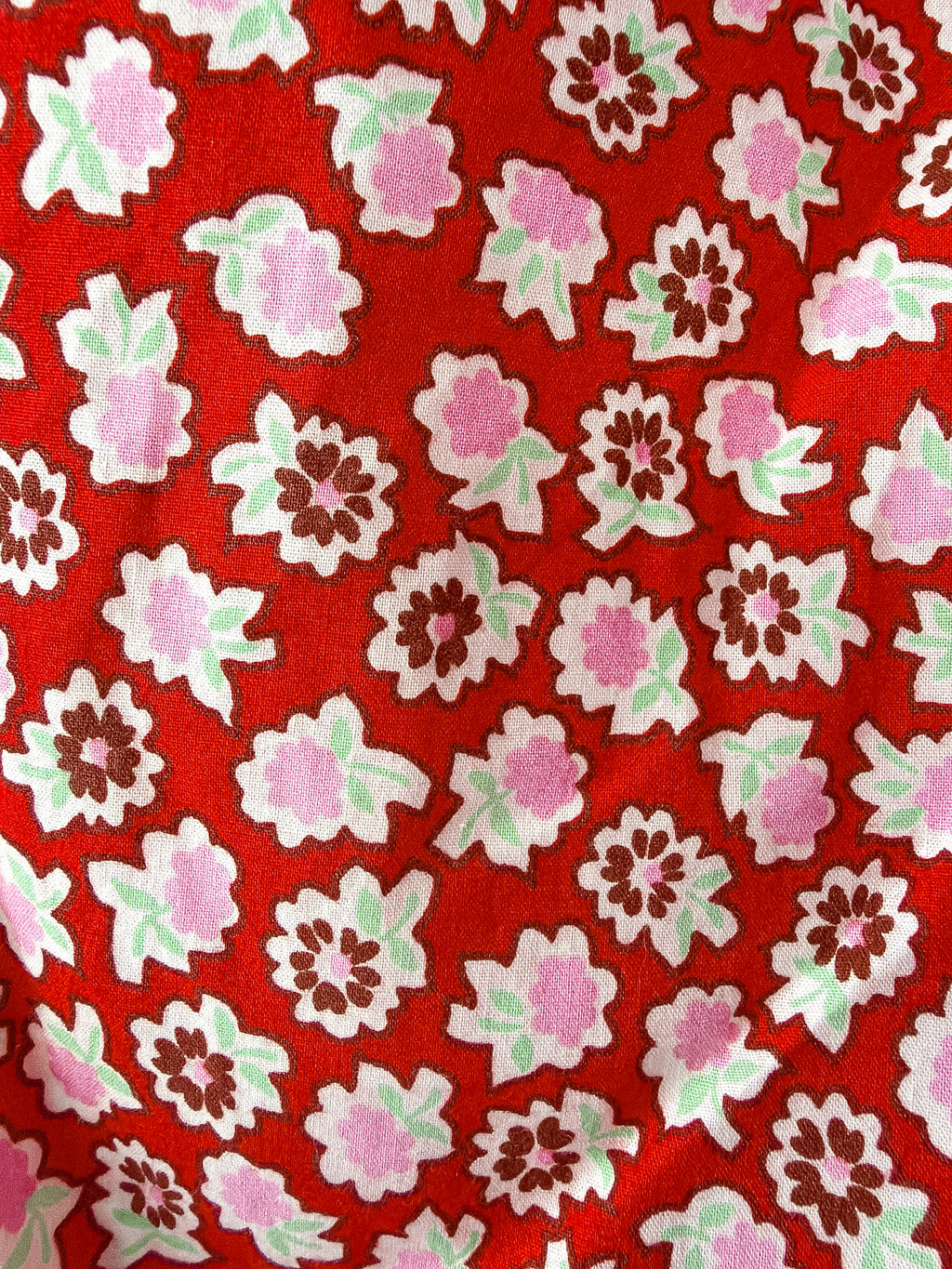 Bathsheva Red Floral Print Ruffle Hem Straight Leg Trousers