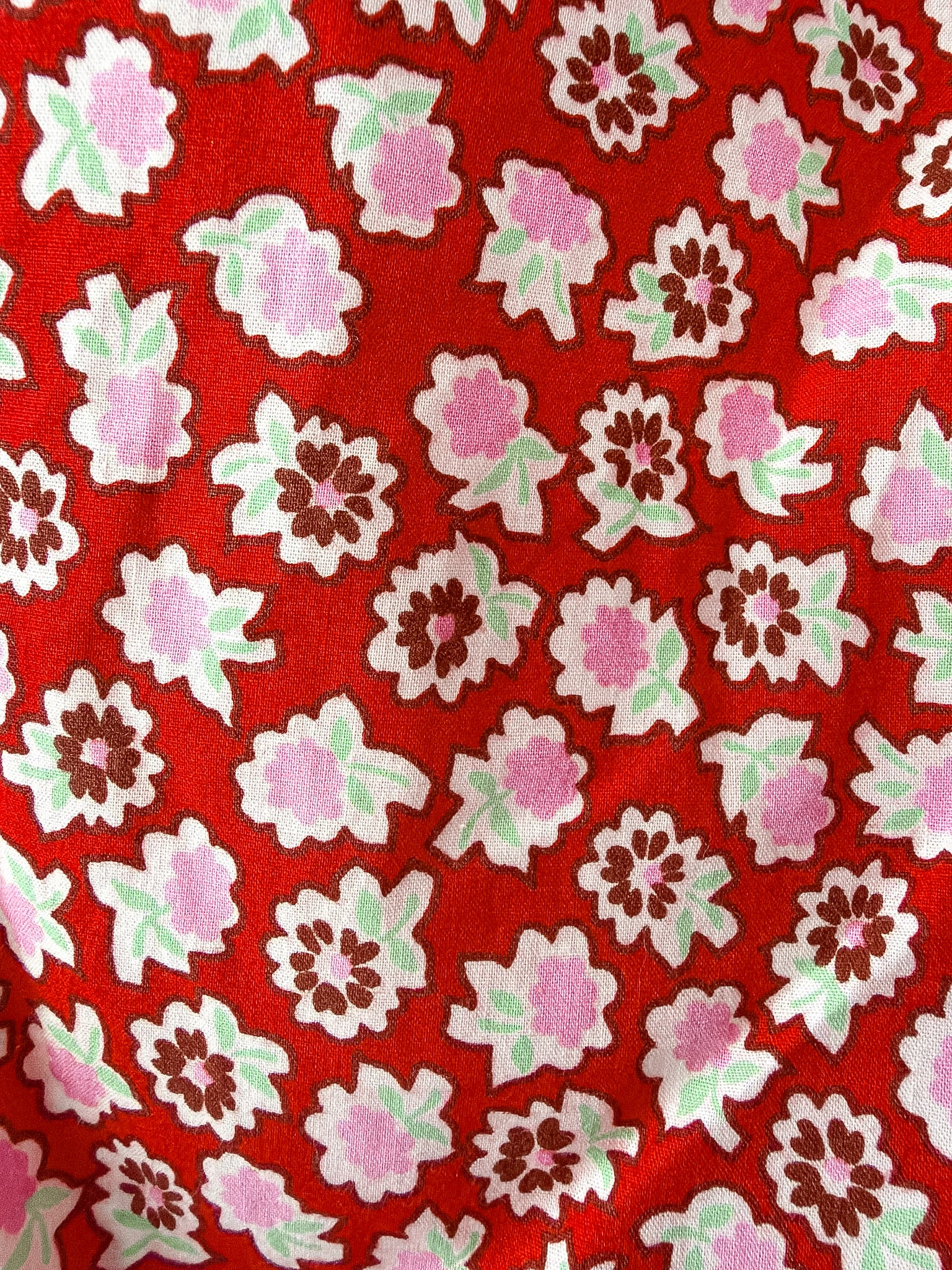 Bathsheva Red Floral Print Ruffle Hem Straight Leg Trousers