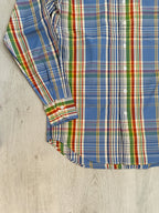 Drake's Blue Multicoloured Check Long Sleeve Shirt - House Of Huntington