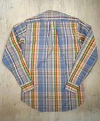 Drake's Blue Multicoloured Check Long Sleeve Shirt - House Of Huntington