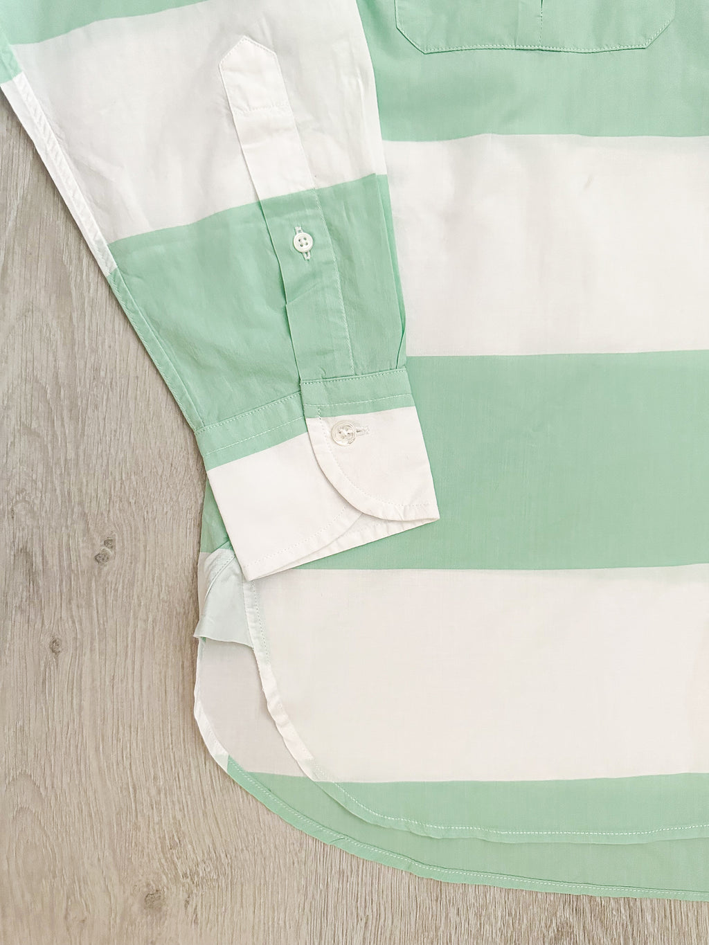 Drake's Green White Striped Double Pocket Front Long Sleeve Shirt - House Of Huntington