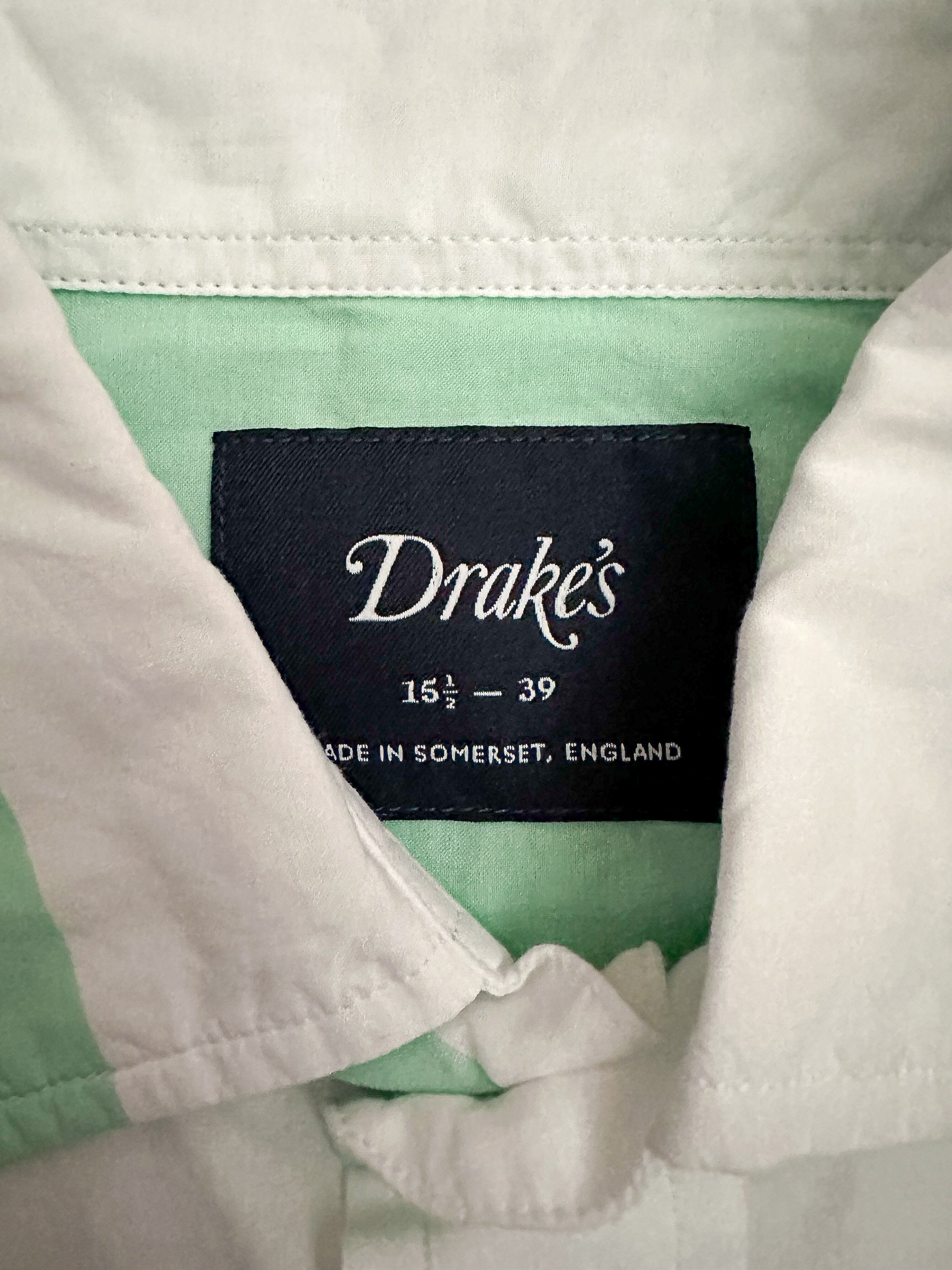 Drake's Green White Striped Double Pocket Front Long Sleeve Shirt - House Of Huntington