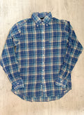 Drake's Blue White Light Weight Check Long Sleeve Collared Shirt - House Of Huntington