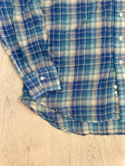Drake's Blue White Light Weight Check Long Sleeve Collared Shirt - House Of Huntington