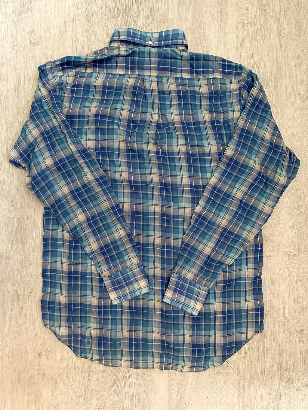 Drake's Blue White Light Weight Check Long Sleeve Collared Shirt - House Of Huntington